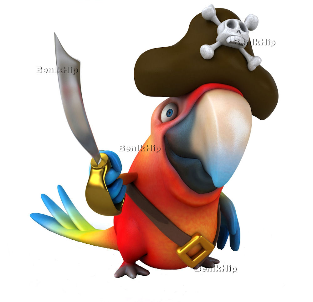 Strijkapplicatie Papegaai piraat